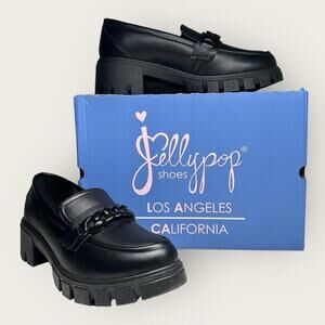 NWB | Jellypop | Una Heeled Loafers | Black | Size 8.5M